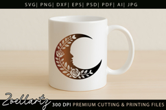 Floral Moon SVG for Cricut Celestial Moon Mandala Silhouette Product Image 4