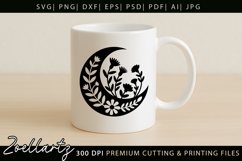 Floral Celestial Moon SVG Cut File Moon Mandala Silhouette Product Image 3