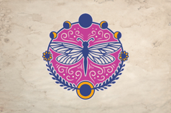 Floral Moon Phases Dragonfly - 4 SVG layers Product Image 1