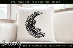 Celestial Floral Moon SVG Cut File Moon Mandala Silhouette Product Image 5