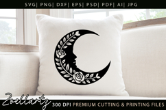 Floral Moon SVG for Cricut Celestial Moon Mandala Silhouette Product Image 3