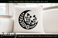 Floral Celestial Moon SVG Cut File Moon Mandala Silhouette Product Image 6