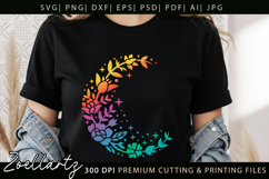 Celestial Moon SVG Cut File Floral Moon Mandala Silhouette Product Image 9