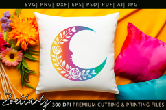 Floral Moon SVG for Cricut Celestial Moon Mandala Silhouette Product Image 2