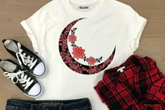 Floral Moon Sublimation I Moon Flowers Sublimation Designs I Boho Moon Sublimation PNG