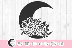 floral moon svg