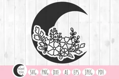 floral moon svg