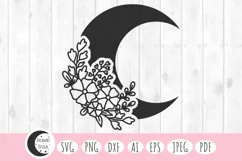 floral moon svg