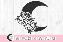 floral moon svg