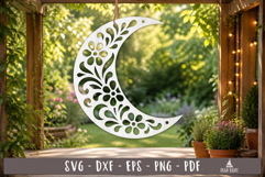 Floral Moon SVG Design Laser Cut Ornament