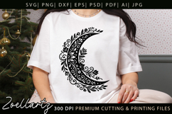 Celestial Floral Moon SVG Cut File Moon Mandala Silhouette Product Image 6