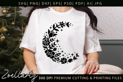 Celestial Moon SVG Cut File Floral Moon Mandala Silhouette Product Image 5