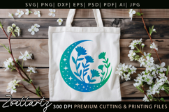 Floral Celestial Moon SVG Cut File Moon Mandala Silhouette Product Image 6