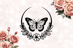 Floral Moon with Butterfly SVG Product Image 1