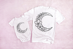 Floral Leaf Moon Wreath Flower Illustration Clipart PNG Product Image 2