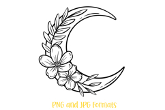 Floral Moon Wreath Flower Illustration Clipart PNG by Squeeb Creative