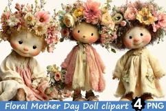 Floral Mother Day Doll clipart Product Image 1