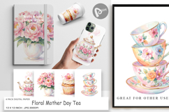 Floral Mother Day Tea Digital Paper Product Image 1