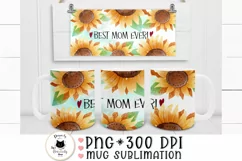 floral mug png design with sunflowers saying best mom ever