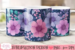 Floral Mug wrap PNG for Sublimation 11oz and 15 Product Image 1