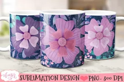Floral Mug Wrap PNG for Sublimation 11oz and 15oz Product Image 1