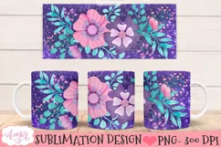 Floral Mug wrap PNG for Sublimation 11oz and 15oz Product Image 1