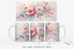 Floral Mug Wrap  Watercolor Christmas Flowers Mug Wrap
