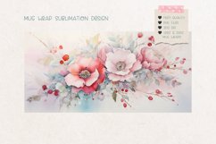 Floral Mug Wrap  Watercolor Christmas Flowers Mug Wrap