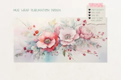 Floral Mug Wrap  Watercolor Christmas Flowers Mug Wrap