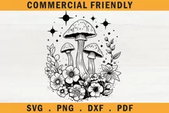 Floral mystical boho celestial mushrooms svg, nature lover Product Image 1