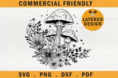 Floral mystical boho cottage mushrooms svg, celestial nature Product Image 1