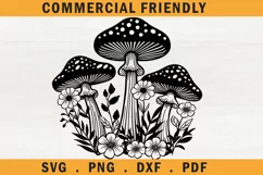 Floral mystical boho cottage mushrooms svg, celestial svg Product Image 1