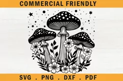 Floral mystical boho cottage mushrooms svg, celestial svg Product Image 2