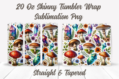 Mushroom Tumbler Wrap, Floral Tumbler Wrap, Boho Tumbler PNG Product Image 2