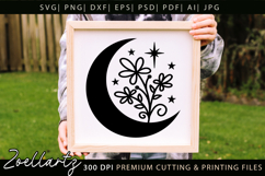 Mystical Moon SVG Floral Celestial Moon T-shirt Mug Pillows Product Image 1