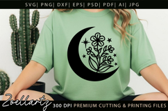 Mystical Moon SVG Floral Celestial Moon T-shirt Mug Pillows Product Image 3