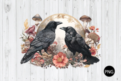 Mystical Raven and Mushroom PNG, Gothic Moon and Raven PNG Product Image 1