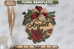 Round Floral Name Plates Laser Cut Bundle,Floral Door Hanger Product Image 12