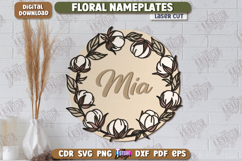 Floral Wall Nameplate Laser Cut|Name Plate Sign |Wall Décor Product Image 1