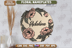 Floral Wall Nameplate Laser Cut|Name Plate Sign |Wall Décor Product Image 1