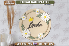 Floral Wall Nameplate Laser Cut|Name Plate Sign |Wall Décor Product Image 1