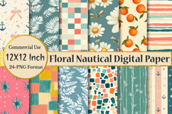 Floral Nautical Digital Paper Product Image 1