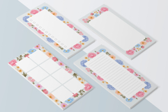 Printable Blue Floral Planner Notepad Template Collection Product Image 2