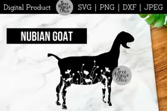 Floral Nubian Goat SVG Digital File features a goat with wildflowers inside the Nubian Goat silhouette.  