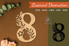 Floral Number Eight Lasercut Decoration SVG Product Image 1