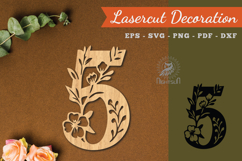 Floral Number Five Lasercut Decoration SVG Product Image 1