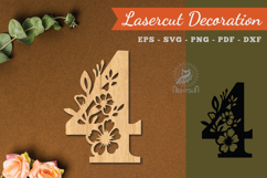Floral Number Four Lasercut Decoration SVG Product Image 1