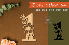 Floral Number One Lasercut Decoration SVG Product Image 1