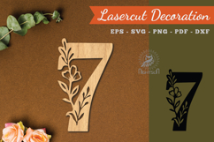 Floral Number Seven Lasercut Decoration SVG Product Image 1