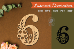 Floral Number Six Lasercut Decoration SVG Product Image 1